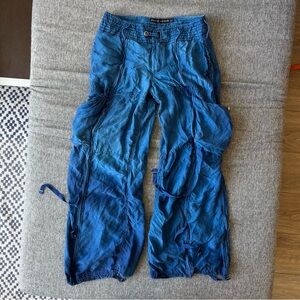 Ralph Lauren Black Label 100% Silk Baggy Cargo Pants Size 6 Paratrooper Rave RLX